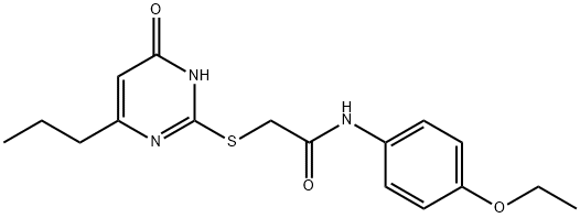 N-(4-ethoxyphenyl)-2-[(4-hydroxy-6-propyl-2-pyrimidinyl)sulfanyl]acetamide 化学構造式