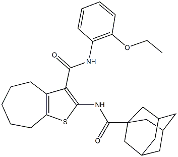 2-[(1-adamantylcarbonyl)amino]-N-(2-ethoxyphenyl)-5,6,7,8-tetrahydro-4H-cyclohepta[b]thiophene-3-carboxamide Struktur