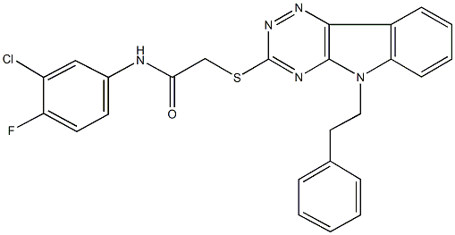 N-(3-chloro-4-fluorophenyl)-2-{[5-(2-phenylethyl)-5H-[1,2,4]triazino[5,6-b]indol-3-yl]sulfanyl}acetamide,309923-16-8,结构式