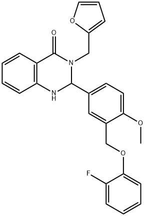 2-{3-[(2-fluorophenoxy)methyl]-4-methoxyphenyl}-3-(2-furylmethyl)-2,3-dihydro-4(1H)-quinazolinone,309926-35-0,结构式