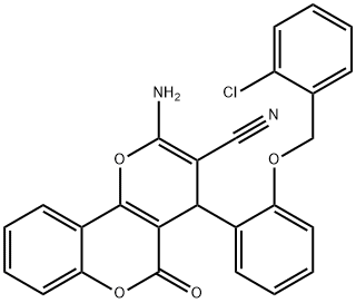 2-amino-4-{2-[(2-chlorobenzyl)oxy]phenyl}-5-oxo-4H,5H-pyrano[3,2-c]chromene-3-carbonitrile Structure