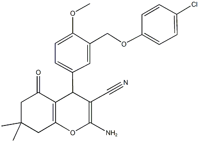 2-amino-4-{3-[(4-chlorophenoxy)methyl]-4-methoxyphenyl}-7,7-dimethyl-5-oxo-5,6,7,8-tetrahydro-4H-chromene-3-carbonitrile Structure