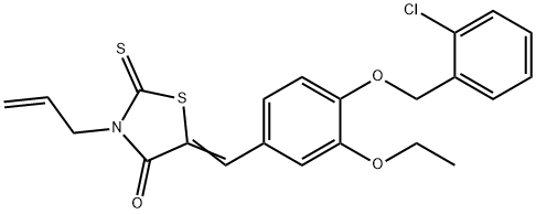 3-allyl-5-{4-[(2-chlorobenzyl)oxy]-3-ethoxybenzylidene}-2-thioxo-1,3-thiazolidin-4-one 化学構造式
