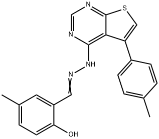 2-hydroxy-5-methylbenzaldehyde [5-(4-methylphenyl)thieno[2,3-d]pyrimidin-4-yl]hydrazone Struktur