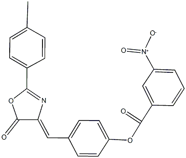 4-[(2-(4-methylphenyl)-5-oxo-1,3-oxazol-4(5H)-ylidene)methyl]phenyl 3-nitrobenzoate Struktur