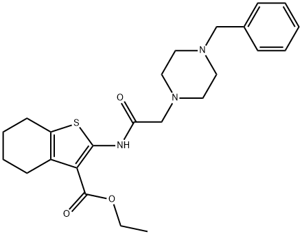 ethyl 2-{[(4-benzyl-1-piperazinyl)acetyl]amino}-4,5,6,7-tetrahydro-1-benzothiophene-3-carboxylate 结构式