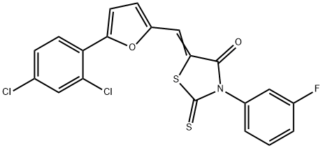 5-{[5-(2,4-dichlorophenyl)-2-furyl]methylene}-3-(3-fluorophenyl)-2-thioxo-1,3-thiazolidin-4-one Structure