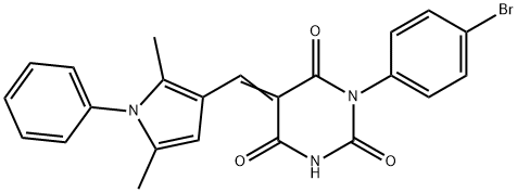 1-(4-bromophenyl)-5-[(2,5-dimethyl-1-phenyl-1H-pyrrol-3-yl)methylene]-2,4,6(1H,3H,5H)-pyrimidinetrione Structure