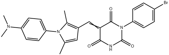 1-(4-bromophenyl)-5-({1-[4-(dimethylamino)phenyl]-2,5-dimethyl-1H-pyrrol-3-yl}methylene)-2,4,6(1H,3H,5H)-pyrimidinetrione Structure