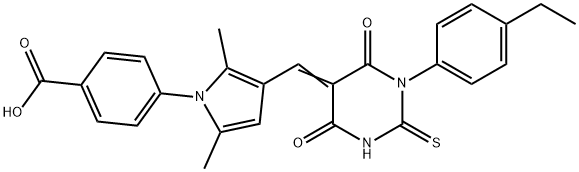 4-{3-[(1-(4-ethylphenyl)-4,6-dioxo-2-thioxotetrahydro-5(2H)-pyrimidinylidene)methyl]-2,5-dimethyl-1H-pyrrol-1-yl}benzoic acid Structure