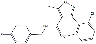 3-(2,6-dichlorophenyl)-N-(4-fluorobenzyl)-5-methyl-4-isoxazolecarboxamide Struktur