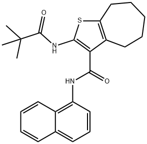 2-[(2,2-dimethylpropanoyl)amino]-N-(1-naphthyl)-5,6,7,8-tetrahydro-4H-cyclohepta[b]thiophene-3-carboxamide Structure