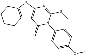 3-(4-methoxyphenyl)-2-(methylsulfanyl)-5,6,7,8-tetrahydro[1]benzothieno[2,3-d]pyrimidin-4(3H)-one 化学構造式