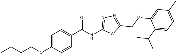 4-butoxy-N-{5-[(2-isopropyl-5-methylphenoxy)methyl]-1,3,4-thiadiazol-2-yl}benzamide Structure