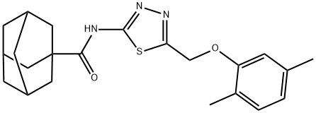 N-{5-[(2,5-dimethylphenoxy)methyl]-1,3,4-thiadiazol-2-yl}-1-adamantanecarboxamide 结构式