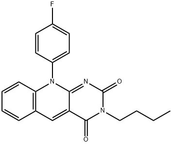 3-butyl-10-(4-fluorophenyl)pyrimido[4,5-b]quinoline-2,4(3H,10H)-dione,310421-62-6,结构式