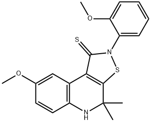 8-methoxy-2-(2-methoxyphenyl)-4,4-dimethyl-4,5-dihydroisothiazolo[5,4-c]quinoline-1(2H)-thione Structure