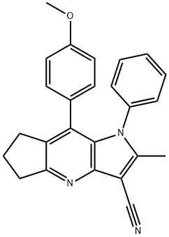 8-(4-methoxyphenyl)-2-methyl-1-phenyl-1,5,6,7-tetrahydrocyclopenta[b]pyrrolo[2,3-e]pyridine-3-carbonitrile 化学構造式