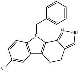 10-benzyl-7-chloro-2,4,5,10-tetrahydropyrazolo[3,4-a]carbazole 化学構造式