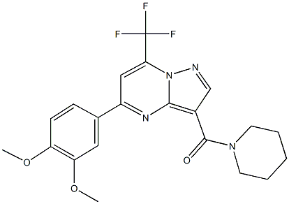 5-(3,4-dimethoxyphenyl)-3-(1-piperidinylcarbonyl)-7-(trifluoromethyl)pyrazolo[1,5-a]pyrimidine Structure