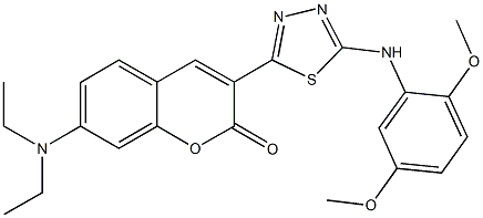 7-(diethylamino)-3-[5-(2,5-dimethoxyanilino)-1,3,4-thiadiazol-2-yl]-2H-chromen-2-one Struktur