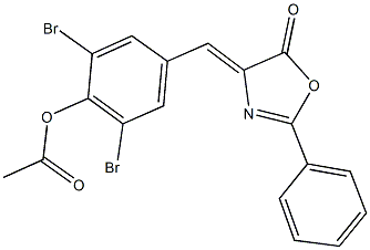 2,6-dibromo-4-[(5-oxo-2-phenyl-1,3-oxazol-4(5H)-ylidene)methyl]phenyl acetate,310453-80-6,结构式