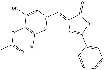 2,6-dibromo-4-[(5-oxo-2-phenyl-1,3-oxazol-4(5H)-ylidene)methyl]phenyl acetate Structure