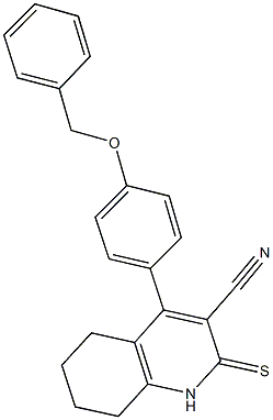 4-[4-(benzyloxy)phenyl]-2-thioxo-1,2,5,6,7,8-hexahydro-3-quinolinecarbonitrile Struktur