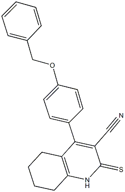 4-[4-(benzyloxy)phenyl]-2-thioxo-1,2,5,6,7,8-hexahydro-3-quinolinecarbonitrile 化学構造式