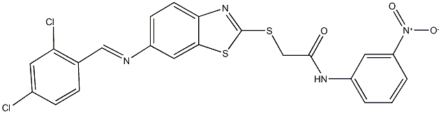 2-({6-[(2,4-dichlorobenzylidene)amino]-1,3-benzothiazol-2-yl}sulfanyl)-N-{3-nitrophenyl}acetamide Structure