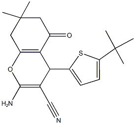 2-amino-4-(5-tert-butyl-2-thienyl)-7,7-dimethyl-5-oxo-5,6,7,8-tetrahydro-4H-chromene-3-carbonitrile 结构式