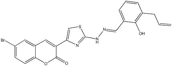 3-allyl-2-hydroxybenzaldehyde [4-(6-bromo-2-oxo-2H-chromen-3-yl)-1,3-thiazol-2-yl]hydrazone,310458-37-8,结构式