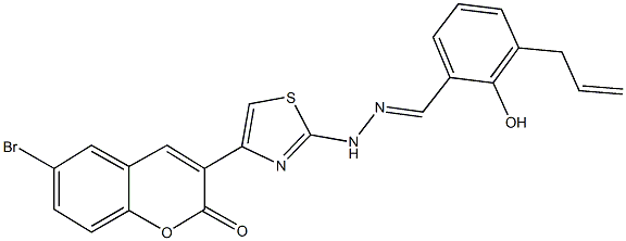 3-allyl-2-hydroxybenzaldehyde [4-(6-bromo-2-oxo-2H-chromen-3-yl)-1,3-thiazol-2-yl]hydrazone Structure