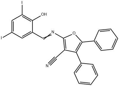2-[(2-hydroxy-3,5-diiodobenzylidene)amino]-4,5-diphenyl-3-furonitrile 结构式