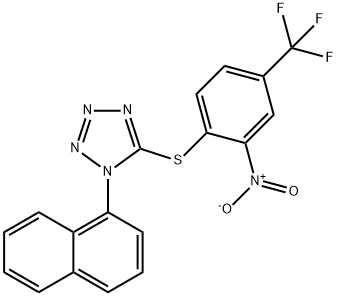 5-{[2-nitro-4-(trifluoromethyl)phenyl]sulfanyl}-1-(1-naphthyl)-1H-tetraazole 化学構造式