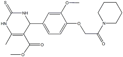 methyl 4-{3-methoxy-4-[2-oxo-2-(1-piperidinyl)ethoxy]phenyl}-6-methyl-2-thioxo-1,2,3,4-tetrahydro-5-pyrimidinecarboxylate Struktur