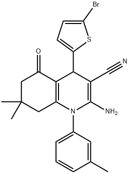 2-amino-4-(5-bromo-2-thienyl)-7,7-dimethyl-1-(3-methylphenyl)-5-oxo-1,4,5,6,7,8-hexahydro-3-quinolinecarbonitrile|