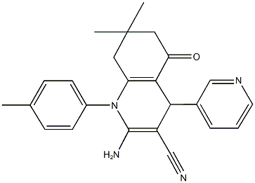 2-amino-7,7-dimethyl-1-(4-methylphenyl)-5-oxo-4-(3-pyridinyl)-1,4,5,6,7,8-hexahydro-3-quinolinecarbonitrile 结构式