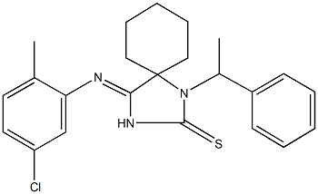 4-[(5-chloro-2-methylphenyl)imino]-1-(1-phenylethyl)-1,3-diazaspiro[4.5]decane-2-thione,311317-51-8,结构式