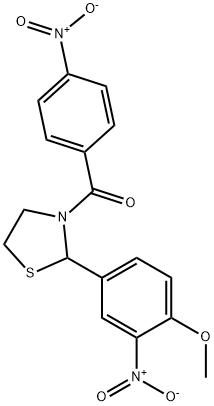 3-{4-nitrobenzoyl}-2-{3-nitro-4-methoxyphenyl}-1,3-thiazolidine,311317-75-6,结构式