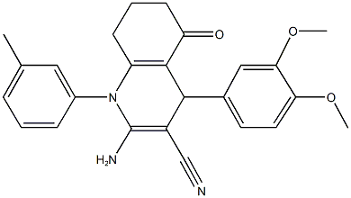 2-amino-4-(3,4-dimethoxyphenyl)-1-(3-methylphenyl)-5-oxo-1,4,5,6,7,8-hexahydro-3-quinolinecarbonitrile Structure