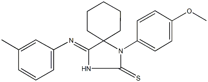 1-(4-methoxyphenyl)-4-[(3-methylphenyl)imino]-1,3-diazaspiro[4.5]decane-2-thione 化学構造式