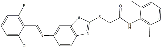 2-({6-[(2-chloro-6-fluorobenzylidene)amino]-1,3-benzothiazol-2-yl}sulfanyl)-N-(2,6-dimethylphenyl)acetamide|