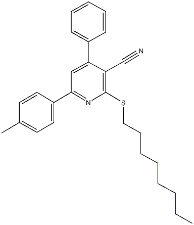 6-(4-methylphenyl)-2-(octylsulfanyl)-4-phenylnicotinonitrile Structure