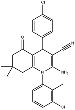 2-amino-1-(3-chloro-2-methylphenyl)-4-(4-chlorophenyl)-7,7-dimethyl-5-oxo-1,4,5,6,7,8-hexahydro-3-quinolinecarbonitrile Structure