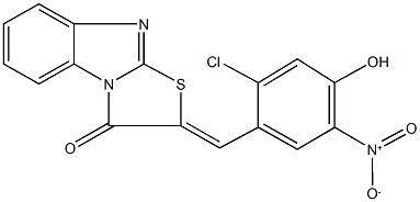 2-{2-chloro-4-hydroxy-5-nitrobenzylidene}[1,3]thiazolo[3,2-a]benzimidazol-3(2H)-one 结构式