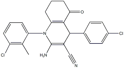 2-amino-1-(3-chloro-2-methylphenyl)-4-(4-chlorophenyl)-5-oxo-1,4,5,6,7,8-hexahydro-3-quinolinecarbonitrile Structure