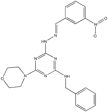 3-nitrobenzaldehyde [4-(benzylamino)-6-(4-morpholinyl)-1,3,5-triazin-2-yl]hydrazone 结构式