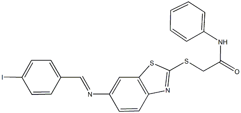 2-({6-[(4-iodobenzylidene)amino]-1,3-benzothiazol-2-yl}sulfanyl)-N-phenylacetamide Structure