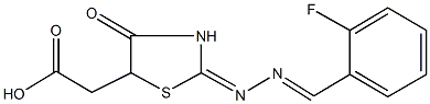 {2-[(2-fluorobenzylidene)hydrazono]-4-oxo-1,3-thiazolidin-5-yl}acetic acid Struktur